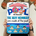 Famille Les meilleurs souvenirs se créent à la piscine - Panneau de jardin de piscine - Panneaux métalliques classiques personnalisés