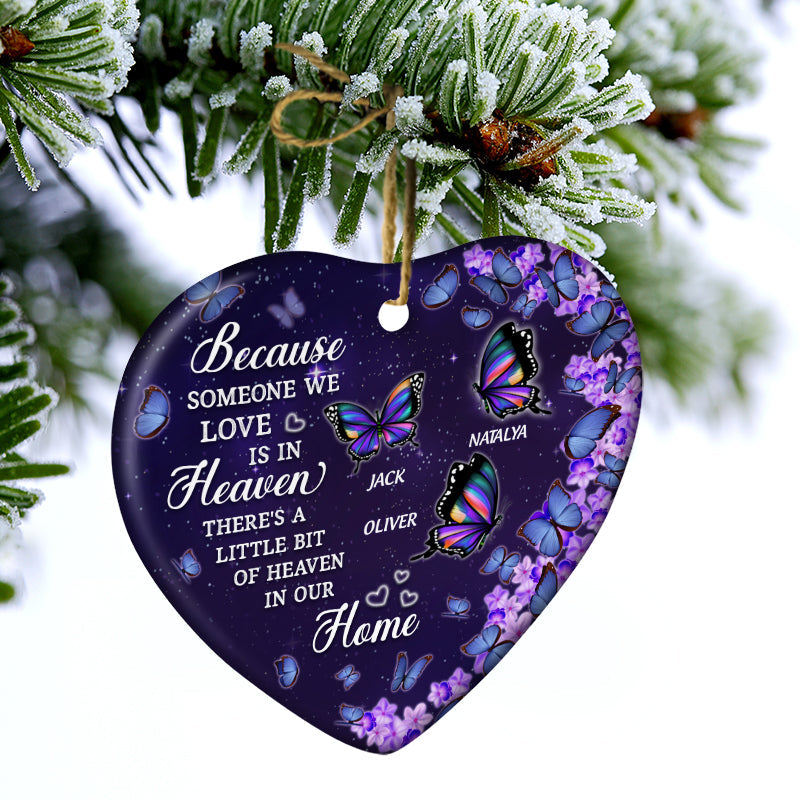 Butterfly The Heaven Sent Kisses Of Angels - Family Memorial Gift - Personalized Custom Heart Ceramic