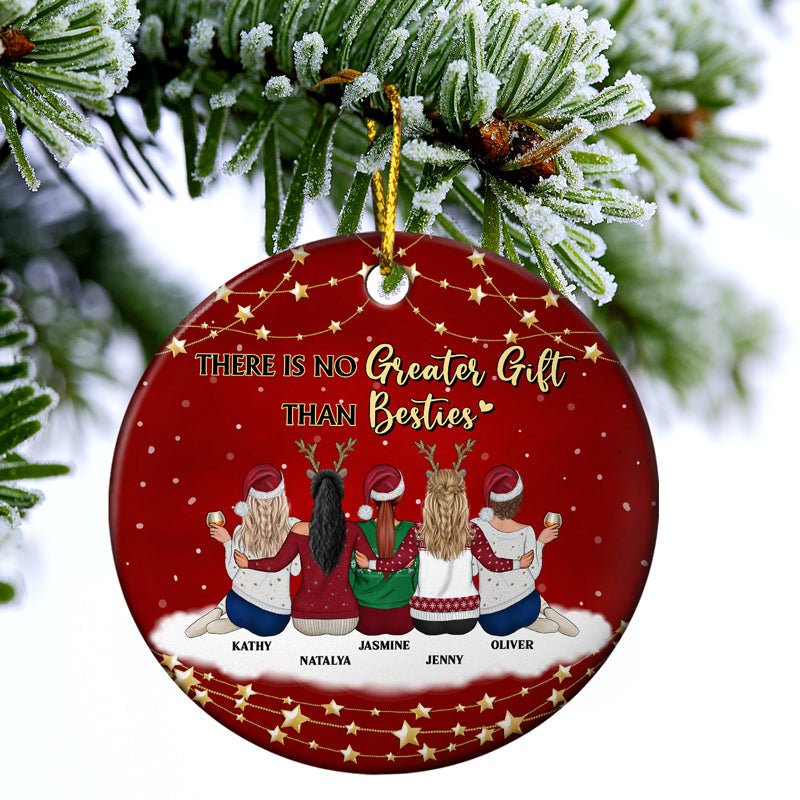Besties Forever - Christmas Gift For Best Friends - Personalized Custom Circle Ceramic Ornament