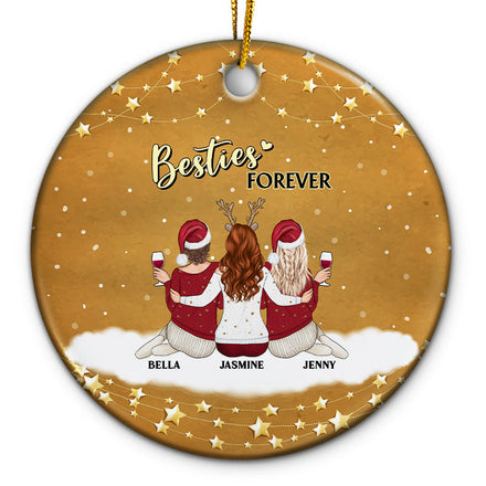 Besties Forever - Cadeau de Noël pour les meilleurs amis - Ornement en céramique personnalisé