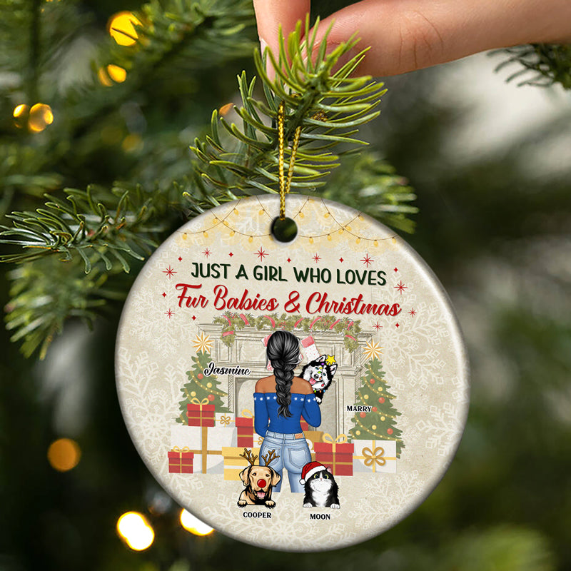 All I Want For Christmas Is My Fur Babies - Christmas Gift For Dog & Cat Lovers - Personalized Custom Circle Ceramic Ornament