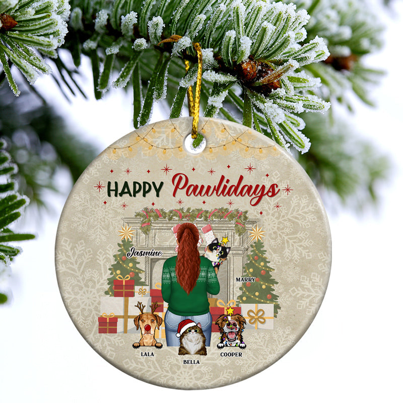 All I Want For Christmas Is My Fur Babies - Christmas Gift For Dog & Cat Lovers - Personalized Custom Circle Ceramic Ornament