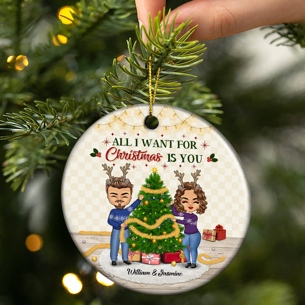 Noël est votre couple - Cadeau de Noël pour couple - Ornement en céramique personnalisé en forme de cercle