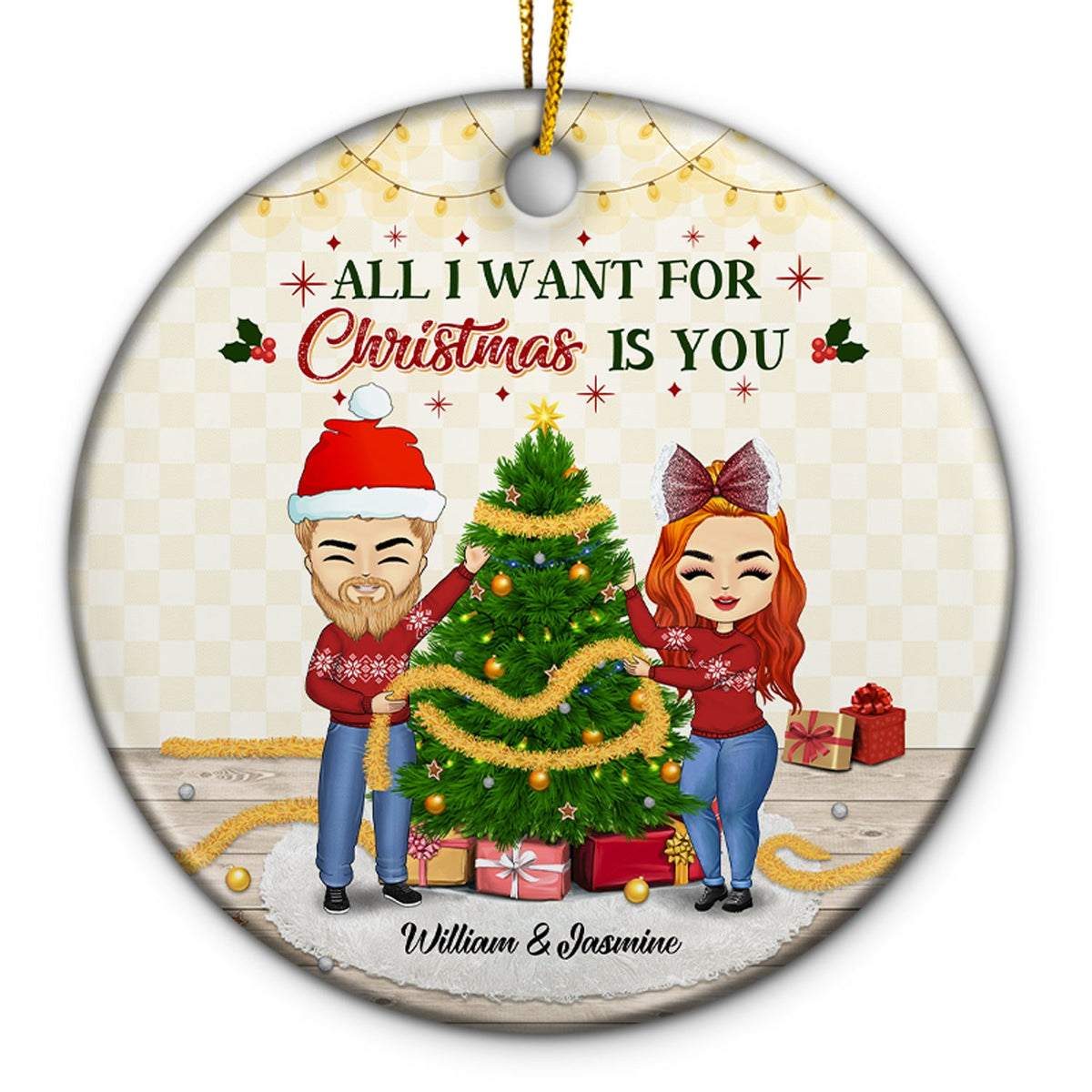 Noël est votre couple - Cadeau de Noël pour couple - Ornement en céramique personnalisé en forme de cercle