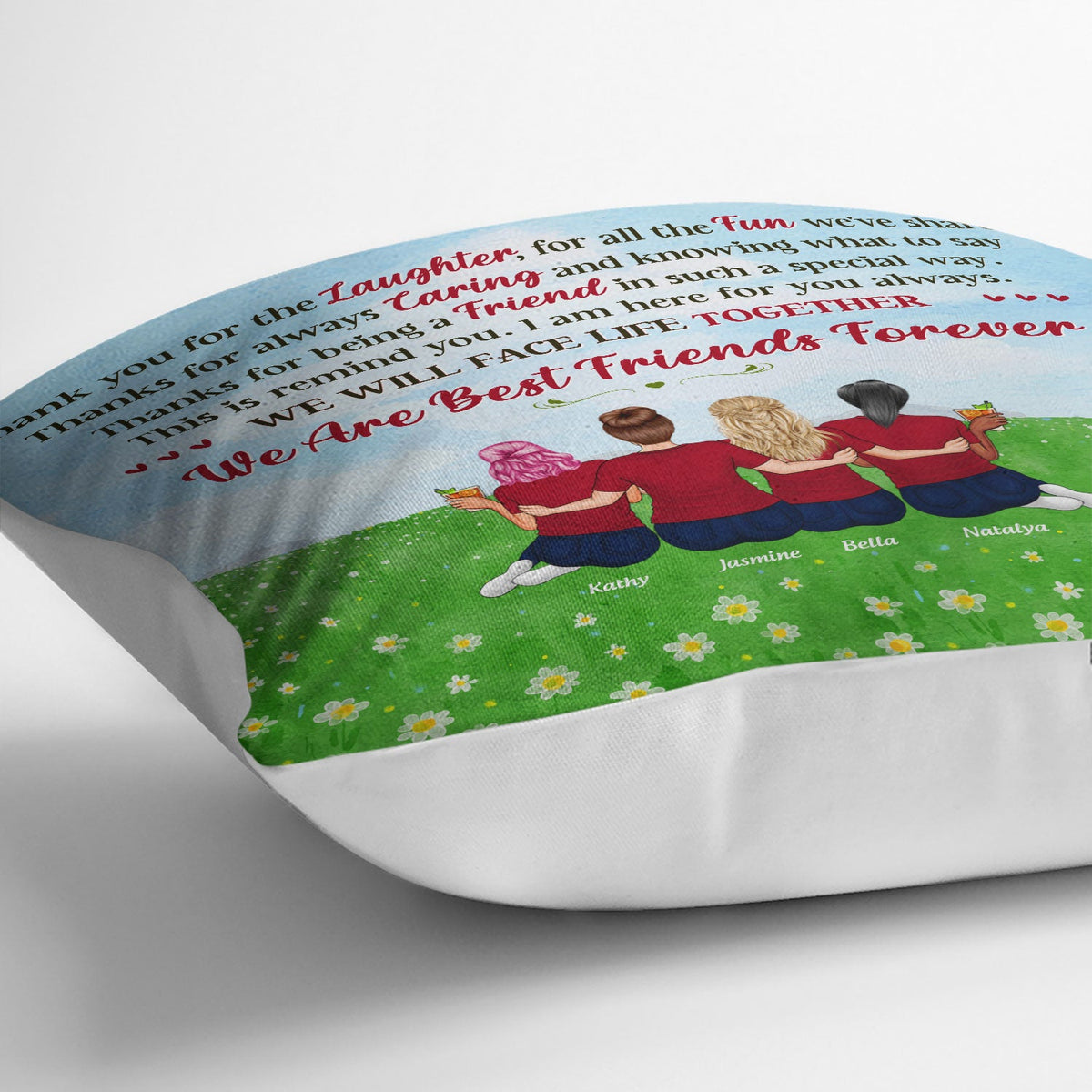 Best Friends Thank You For The Laughter - BFF Bestie Gift - Personalized Custom Pillow