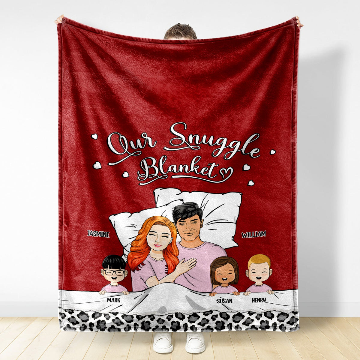 Family Couple & Kids Our Snuggle Blanket - Gift For Family - Personalized Custom Fleece Blanket