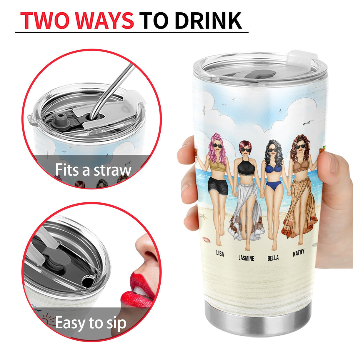 Beach Besties Life Is Better At The Beach With Bestie - Gift For Bestie - Personalized Custom Tumbler