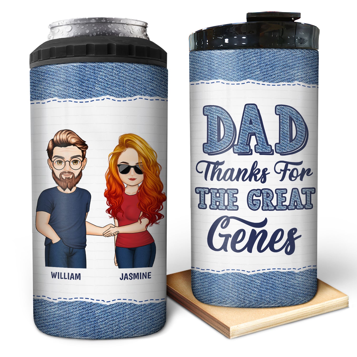 Thanks For The Great Genes - Gift For Father - Personalized Custom 4 In 1 Can Cooler Tumbler