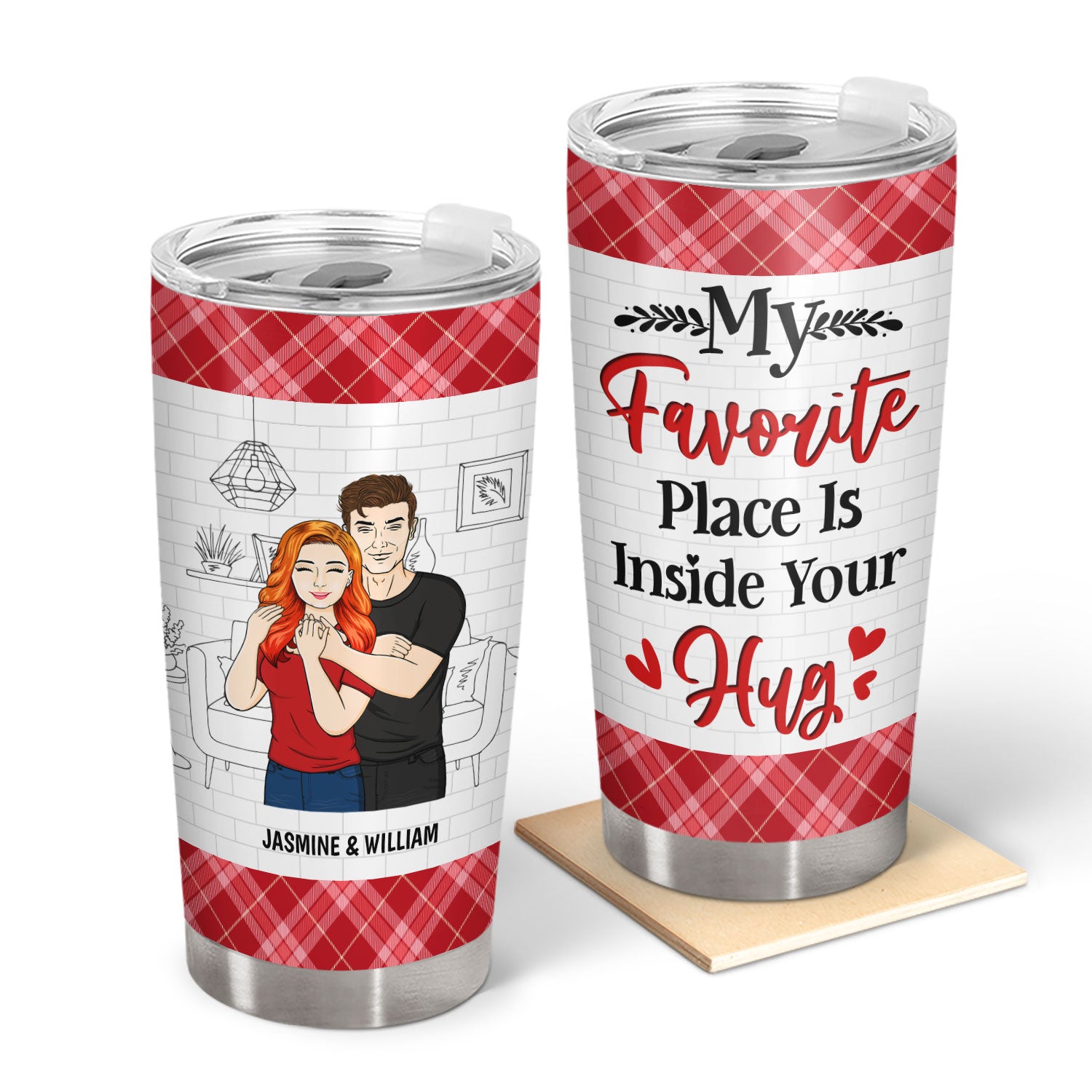 Family Couple My Favorite Place Is In Your Hug - Loving Gift For Couple - Personalized Custom Tumbler