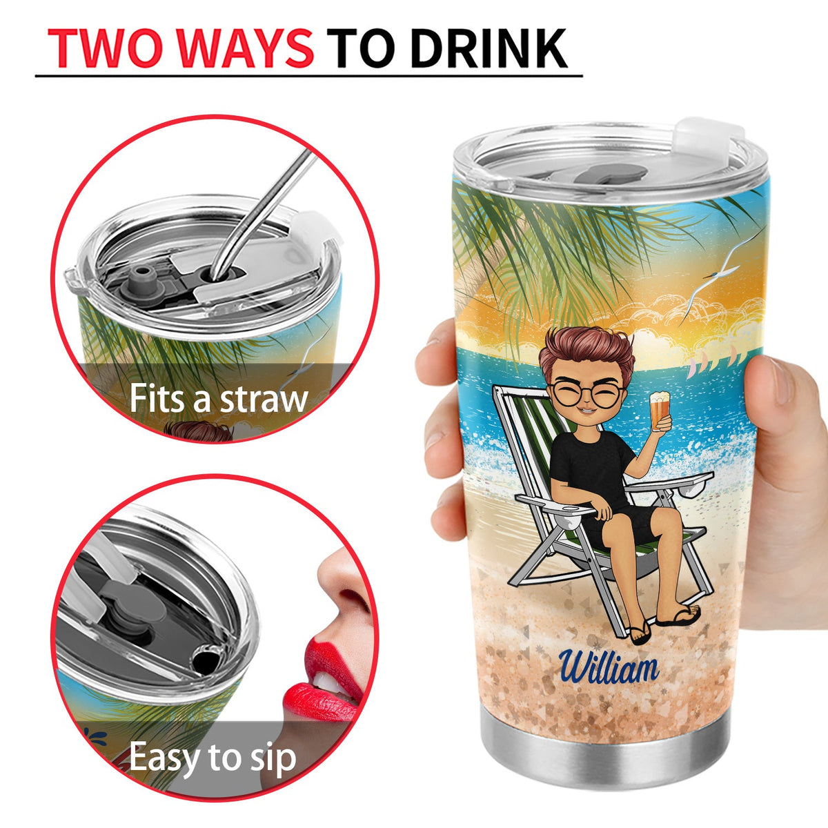 Beach Drink In My Hand Toes In The Sand - Gift For Women, Beach Lovers - Personalized Custom Tumbler