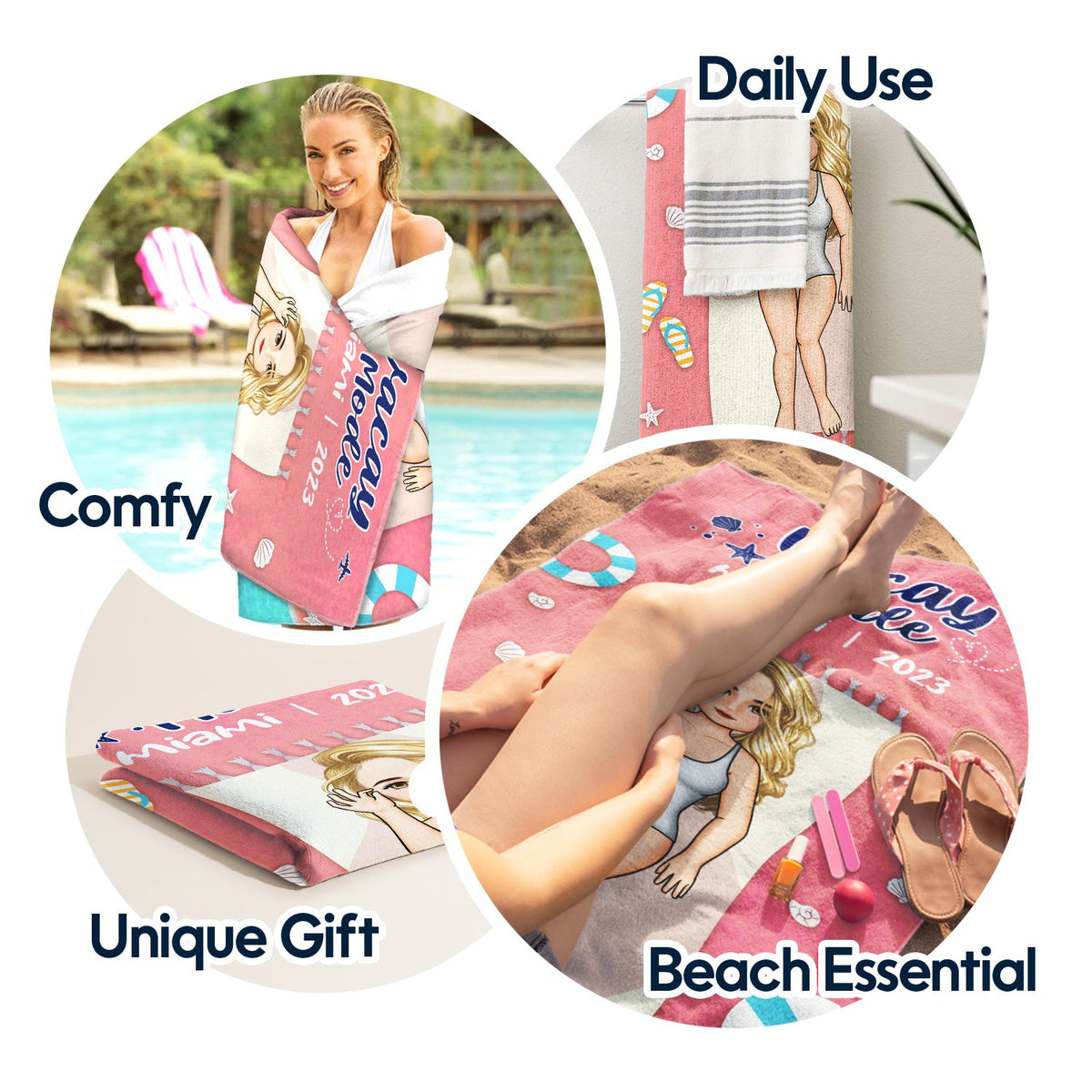 Family Vacation Vacay Mode - Gift For Family - Personalized Custom Beach Towel