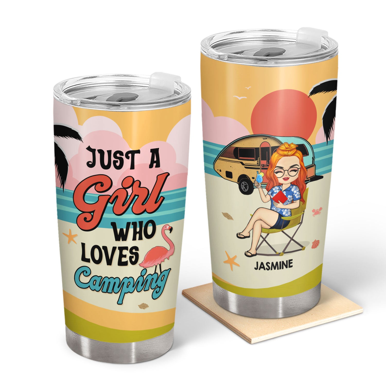 Beach Girl Who Loves Camping - Personalized Custom Tumbler