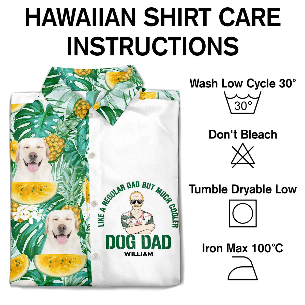 Custom Photo Dog Lovers Dog Dad Like A Regular Dad - Gift For Dog Lovers - Personalized Custom Hawaiian Shirt