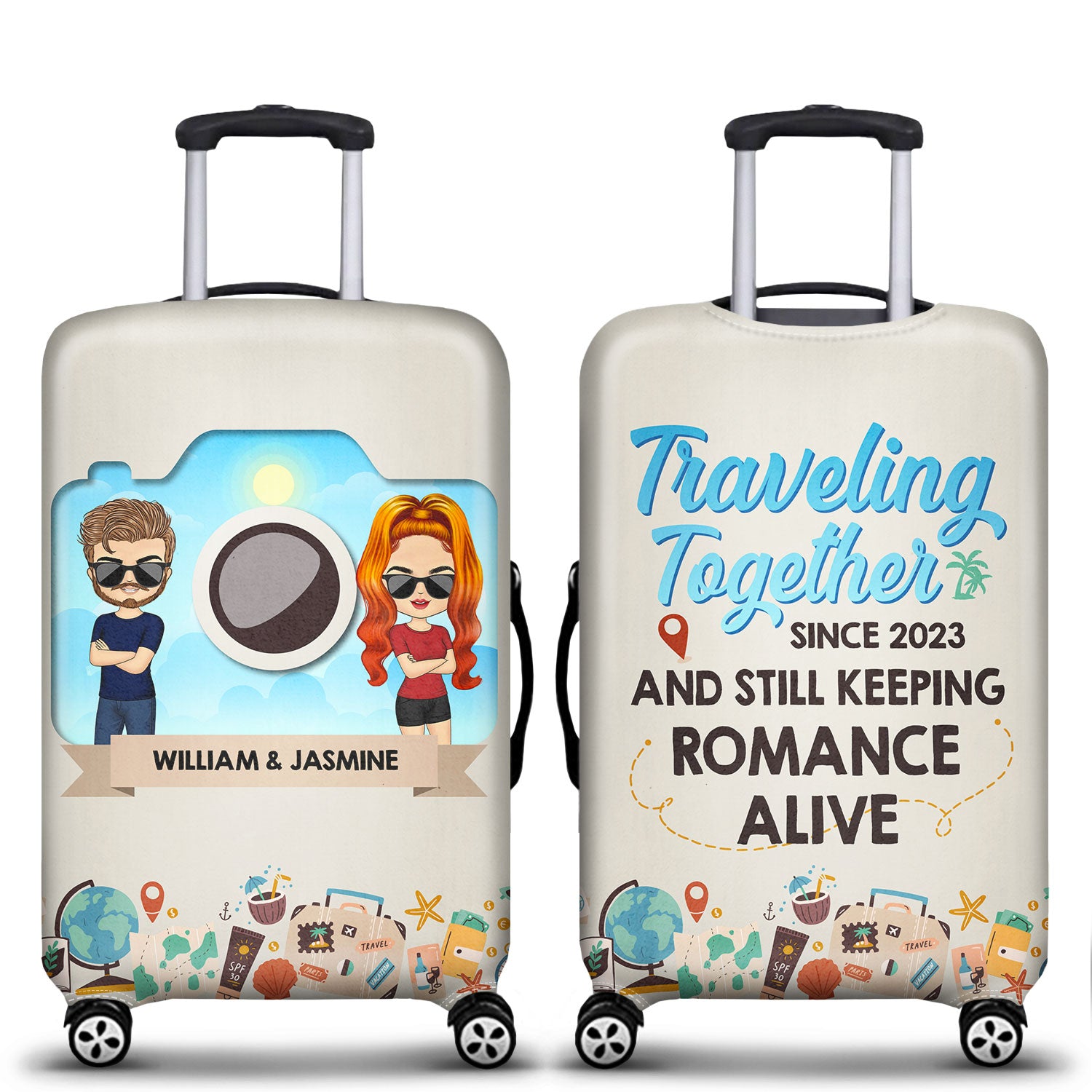 Traveling Keeping Romance Alive - Gift For Couples - Personalized Custom Luggage Cover