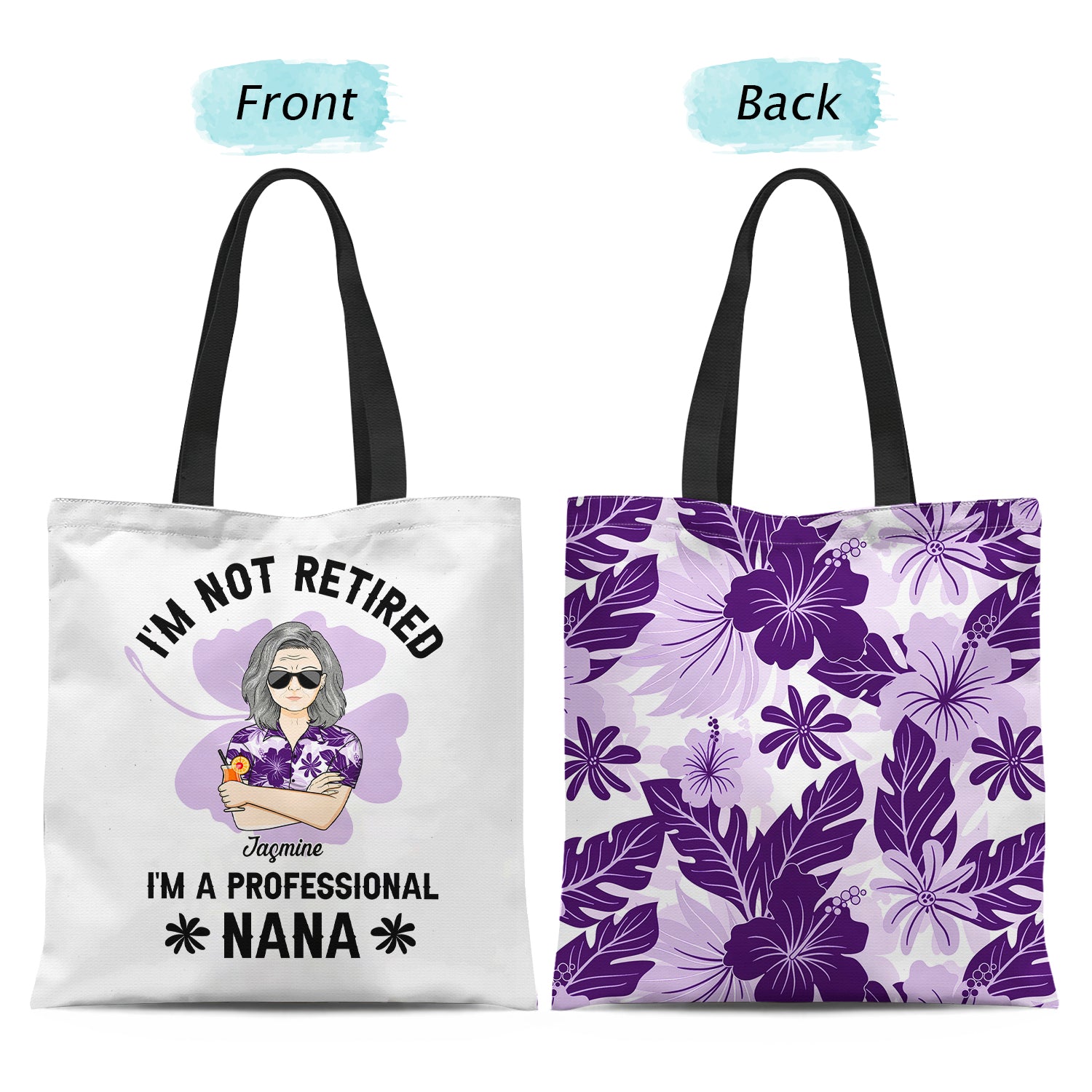 I'm Not Retired - Gift For Grandma - Personalized Custom Zippered Canvas Bag