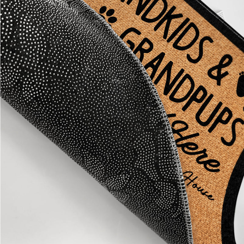 Grandma & Grandpa House Grandkids And Grandpups Spoiled Here - Gift For Grandparents - Personalized Doormat