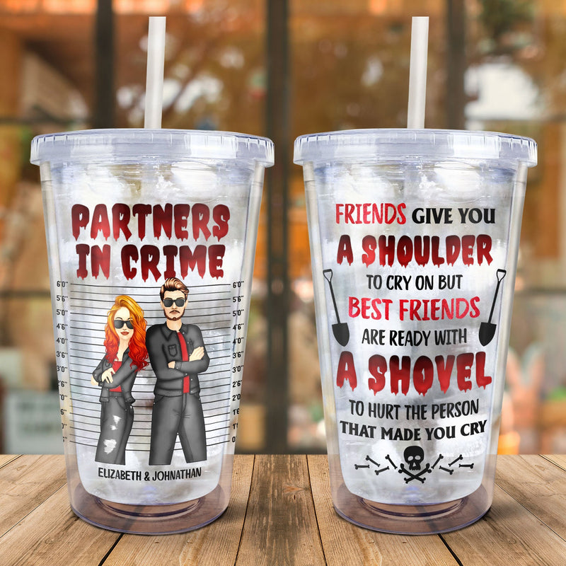 Prêt avec une pelle - Cadeau pour meilleur ami - Gobelet isotherme personnalisé en acrylique avec paille