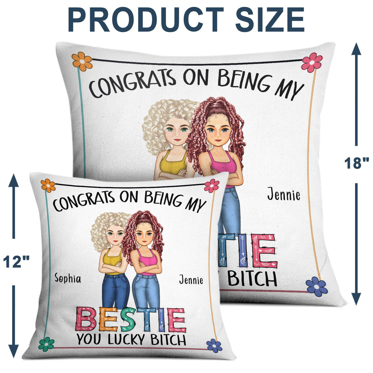 Besties We’re Like A Really Small Gang - Bestie Personalized Custom Pillow (Insert Included) - Christmas Gift For Best Friends, BFF, Sisters