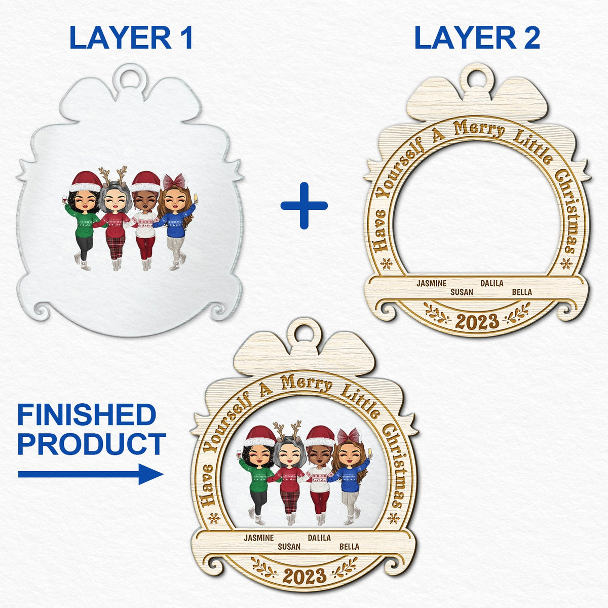 Have Yourself A Merry Little Christmas - Christmas Gift For BFF And Colleagues - Personalized 2-Layered Mix Ornament