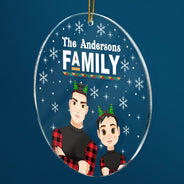 Décoration de Noël personnalisée avec nom de famille - Cadeau pour la famille - Décoration circulaire en acrylique personnalisée