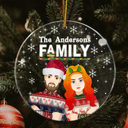Décoration de Noël personnalisée avec nom de famille - Cadeau pour la famille - Décoration circulaire en acrylique personnalisée