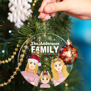 Décoration de Noël personnalisée avec nom de famille - Cadeau pour la famille - Décoration circulaire en acrylique personnalisée