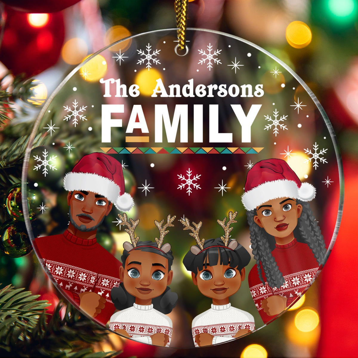 Décoration de Noël personnalisée avec nom de famille - Cadeau pour la famille - Décoration circulaire en acrylique personnalisée