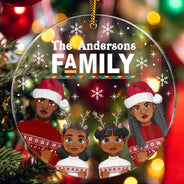Décoration de Noël personnalisée avec nom de famille - Cadeau pour la famille - Décoration circulaire en acrylique personnalisée