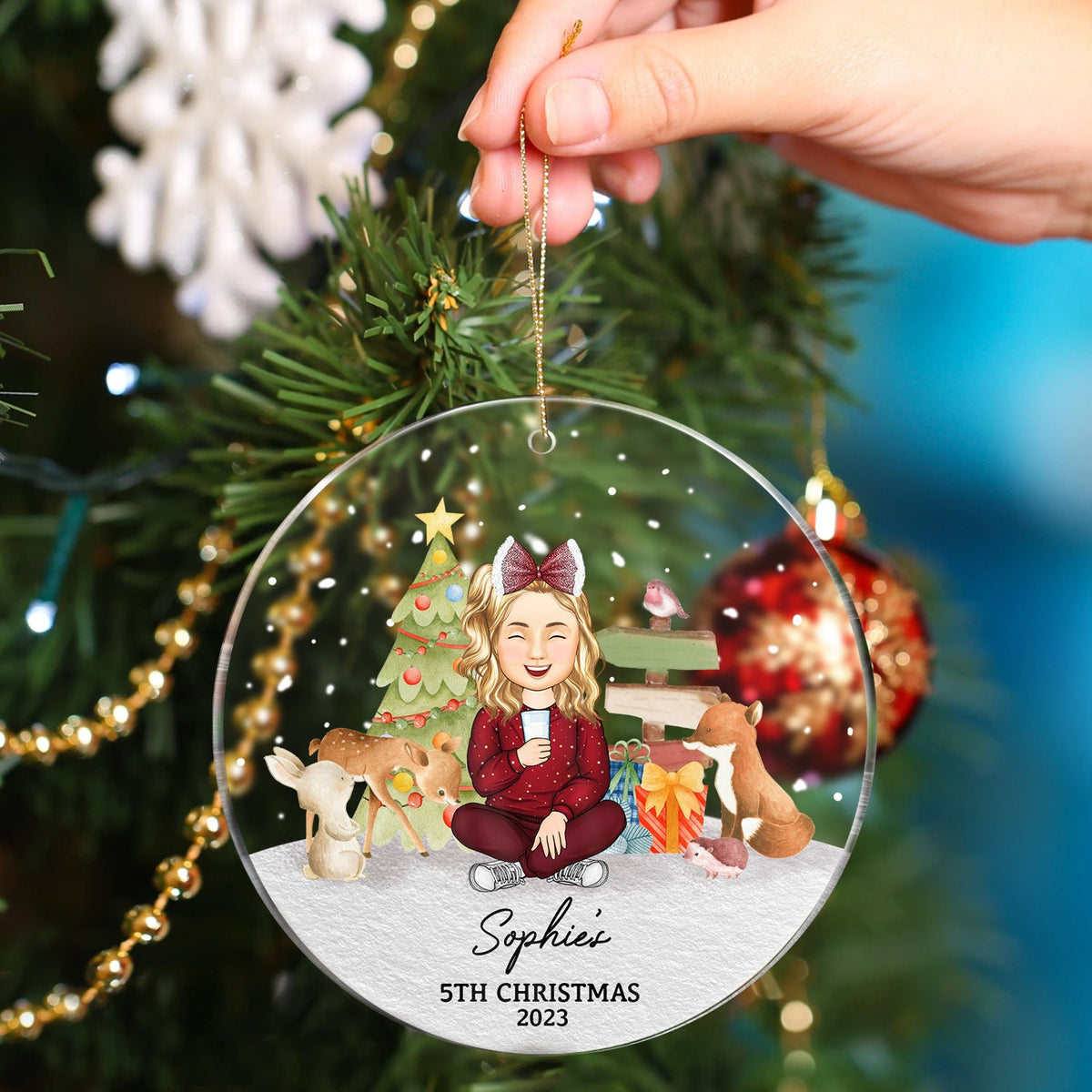Baby Kids First Christmas - Christmas Gift - Personalized Circle Acrylic Ornament