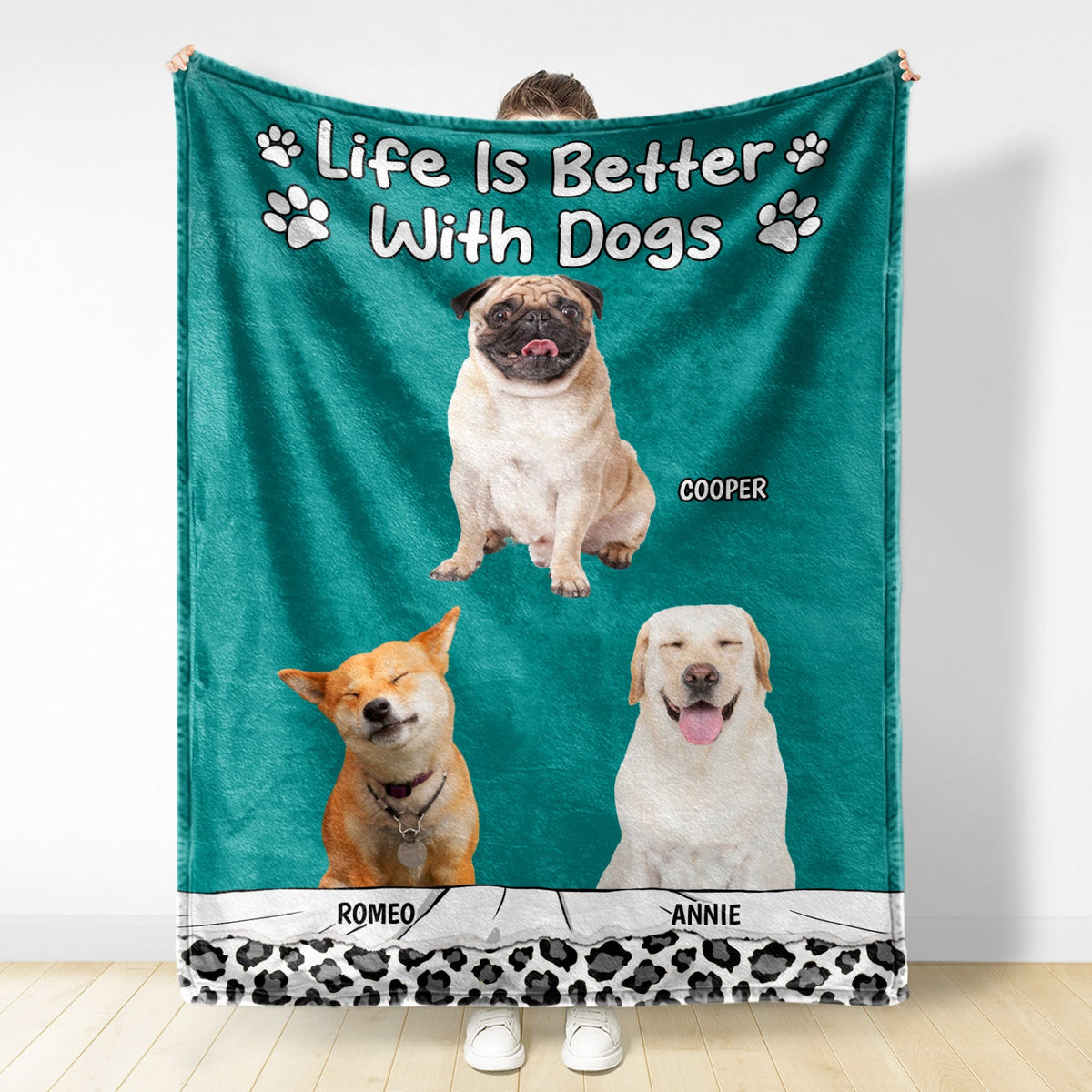 Couverture polaire personnalisée avec photo personnalisée : La vie est meilleure avec un chien ou un chat ! Cadeau pour les amoureux des animaux
