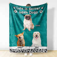 Couverture polaire personnalisée avec photo personnalisée : La vie est meilleure avec un chien ou un chat ! Cadeau pour les amoureux des animaux