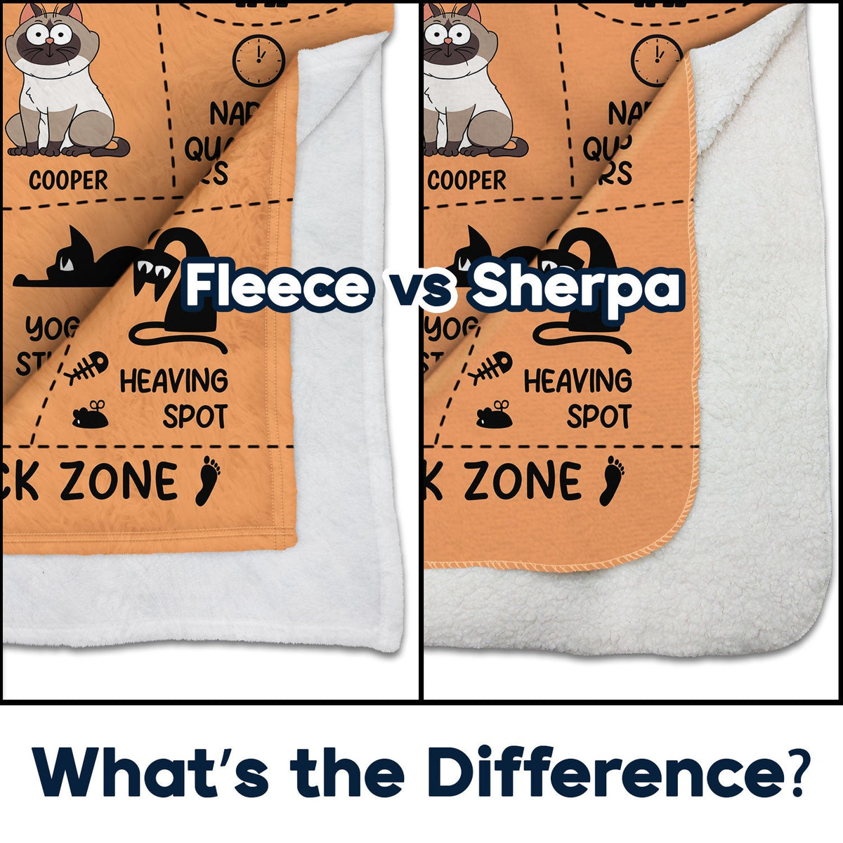 Cat's Map Of The Bed - Gift For Cat Lovers - Personalized Fleece Blanket