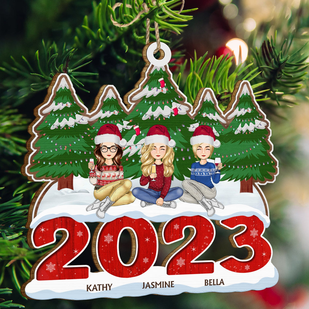 2023 Christmas Gift For Siblings And Besties - Personalized Wooden Cutout Ornament