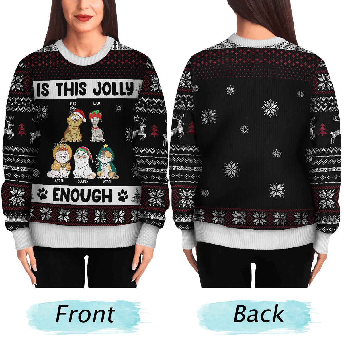 Christmas Cats Is This Jolly Enough - Gift For Cat Lovers - Personalized Unisex Ugly Sweater