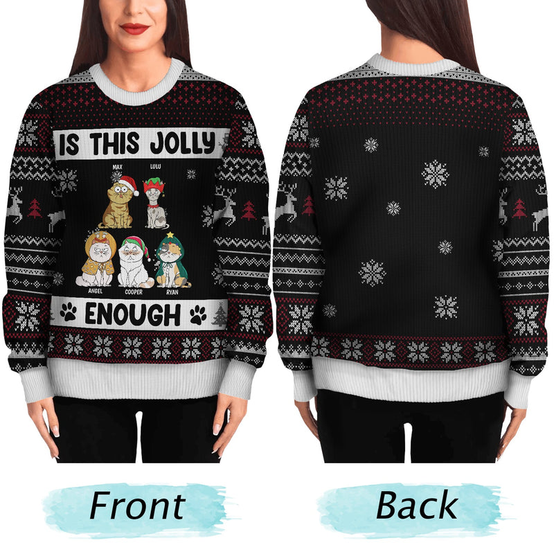 Christmas Cats Is This Jolly Enough - Gift For Cat Lovers - Personalized Unisex Ugly Sweater