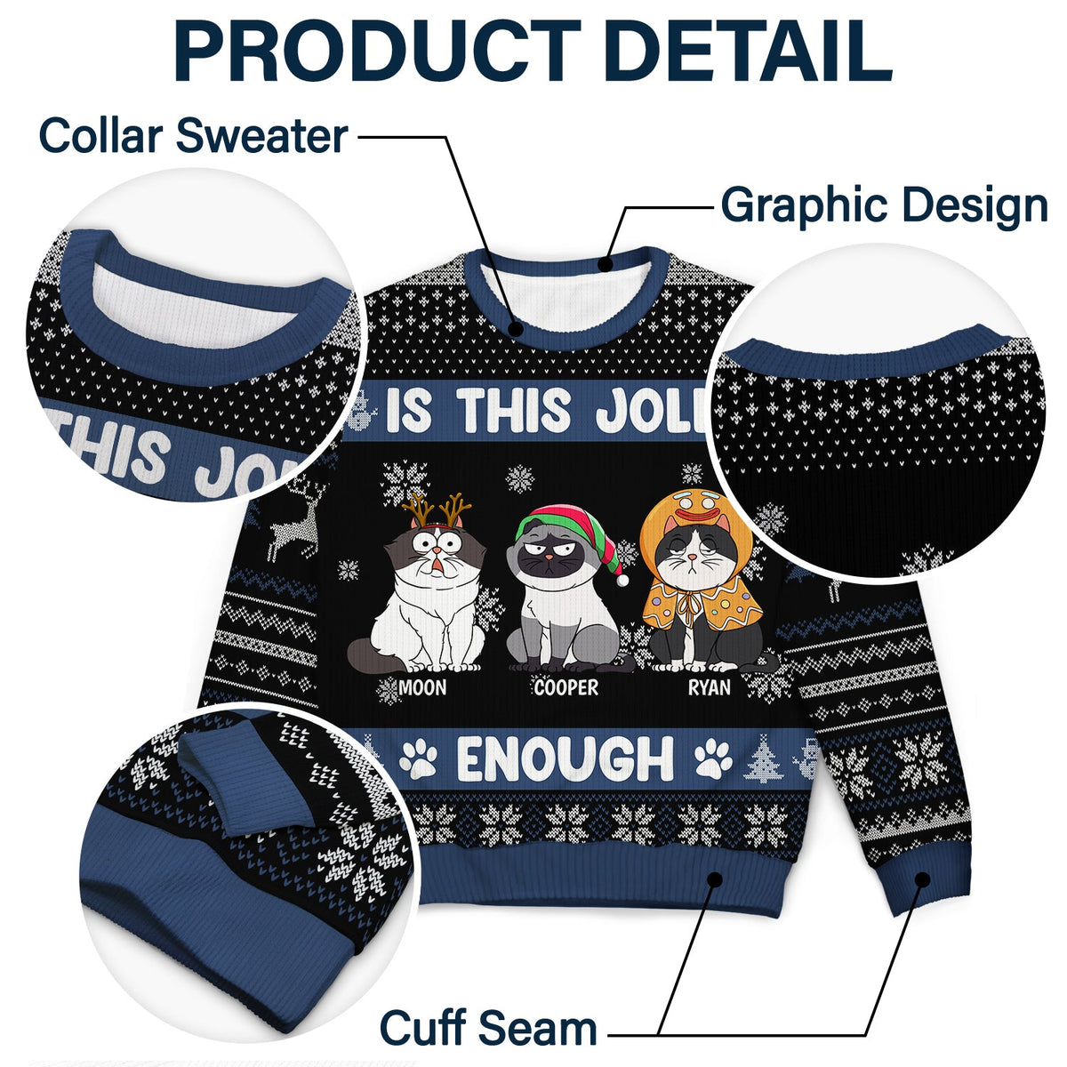 Christmas Cats Is This Jolly Enough - Gift For Cat Lovers - Personalized Unisex Ugly Sweater