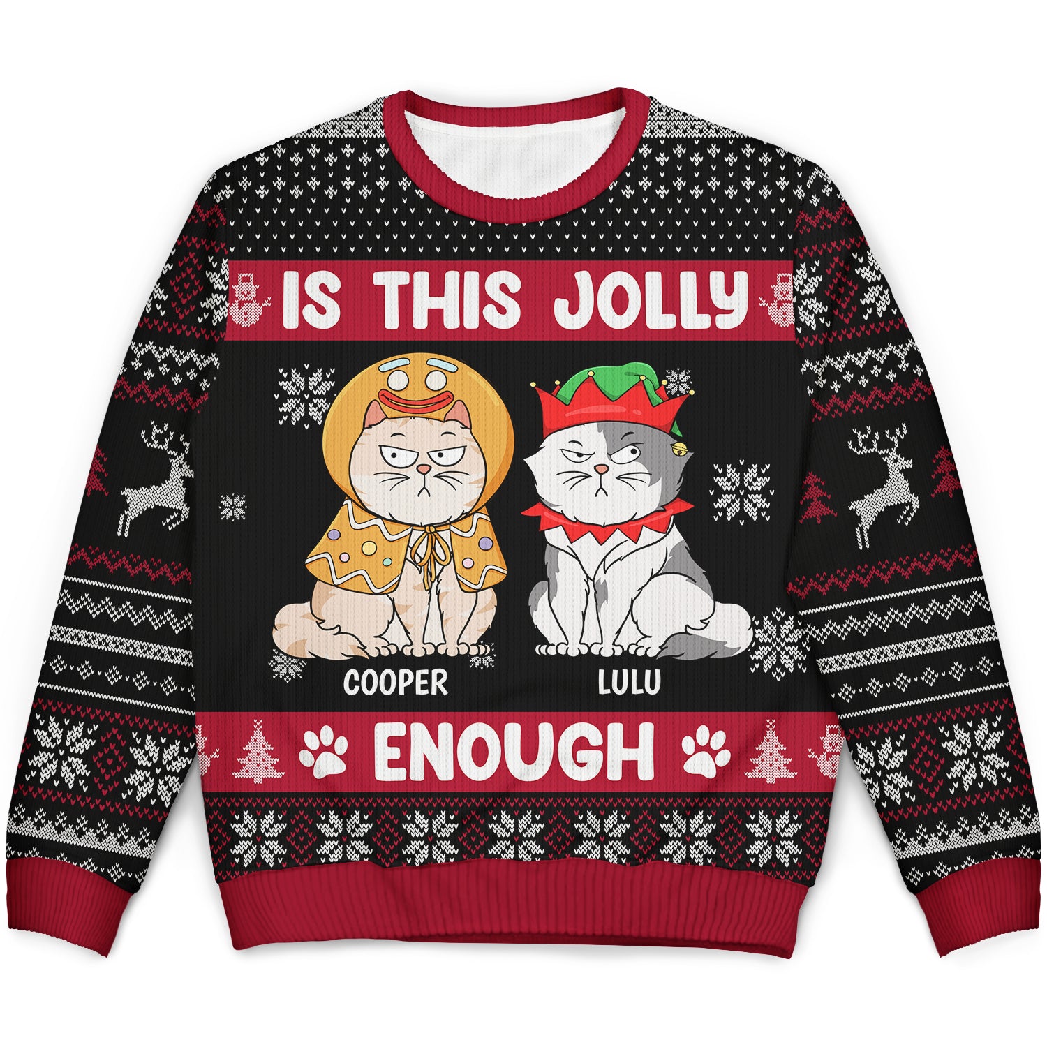 Christmas Cats Is This Jolly Enough - Gift For Cat Lovers - Personalized Unisex Ugly Sweater