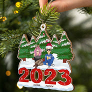 Cadeau de Noël 2023 pour la famille : Décoration en bois découpée personnalisée