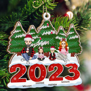 Cadeau de Noël 2023 pour la famille : Décoration en bois découpée personnalisée