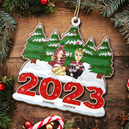 Cadeau de Noël 2023 pour la famille : Décoration en bois découpée personnalisée