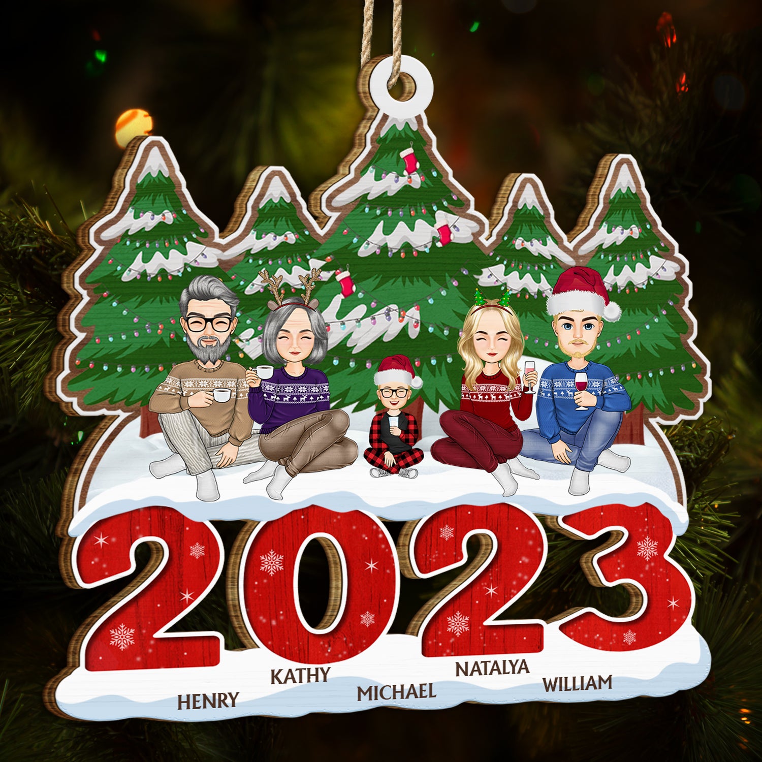 2023 Christmas Gift For Family - Personalized Wooden Cutout Ornament