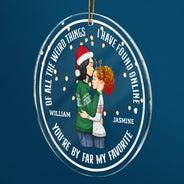 Couple de Noël « Tu es de loin mon préféré » - Cadeau pour couples - Ornement acrylique circulaire personnalisé