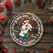 Couple de Noël « Tu es de loin mon préféré » - Cadeau pour couples - Ornement acrylique circulaire personnalisé