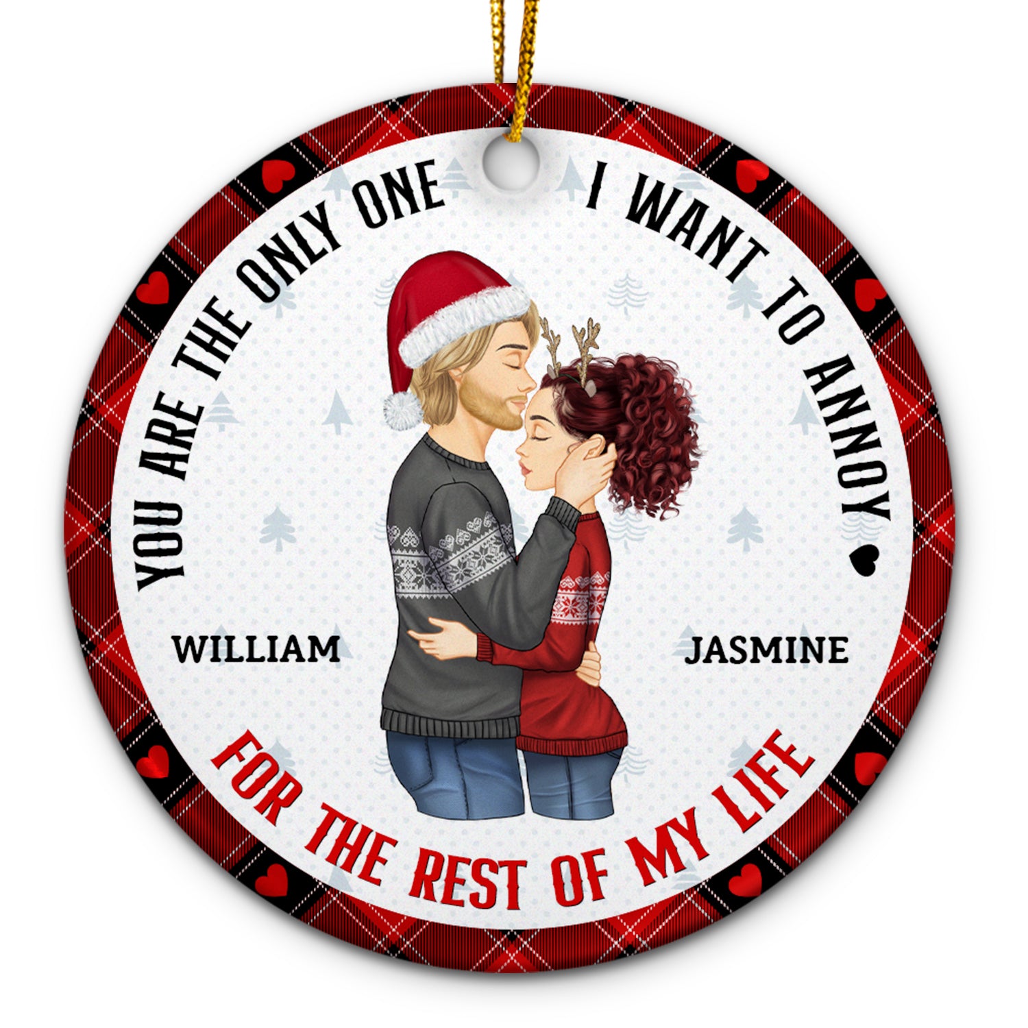 Christmas Couple You're The Only One - Gift For Couples - Personalized Circle Ceramic Ornament