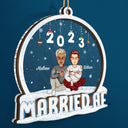 Married AF - Christmas Gift For Couples - Personalized 2-Layered Mix Ornament