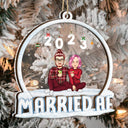Married AF - Christmas Gift For Couples - Personalized 2-Layered Mix Ornament