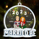 Married AF - Christmas Gift For Couples - Personalized 2-Layered Mix Ornament