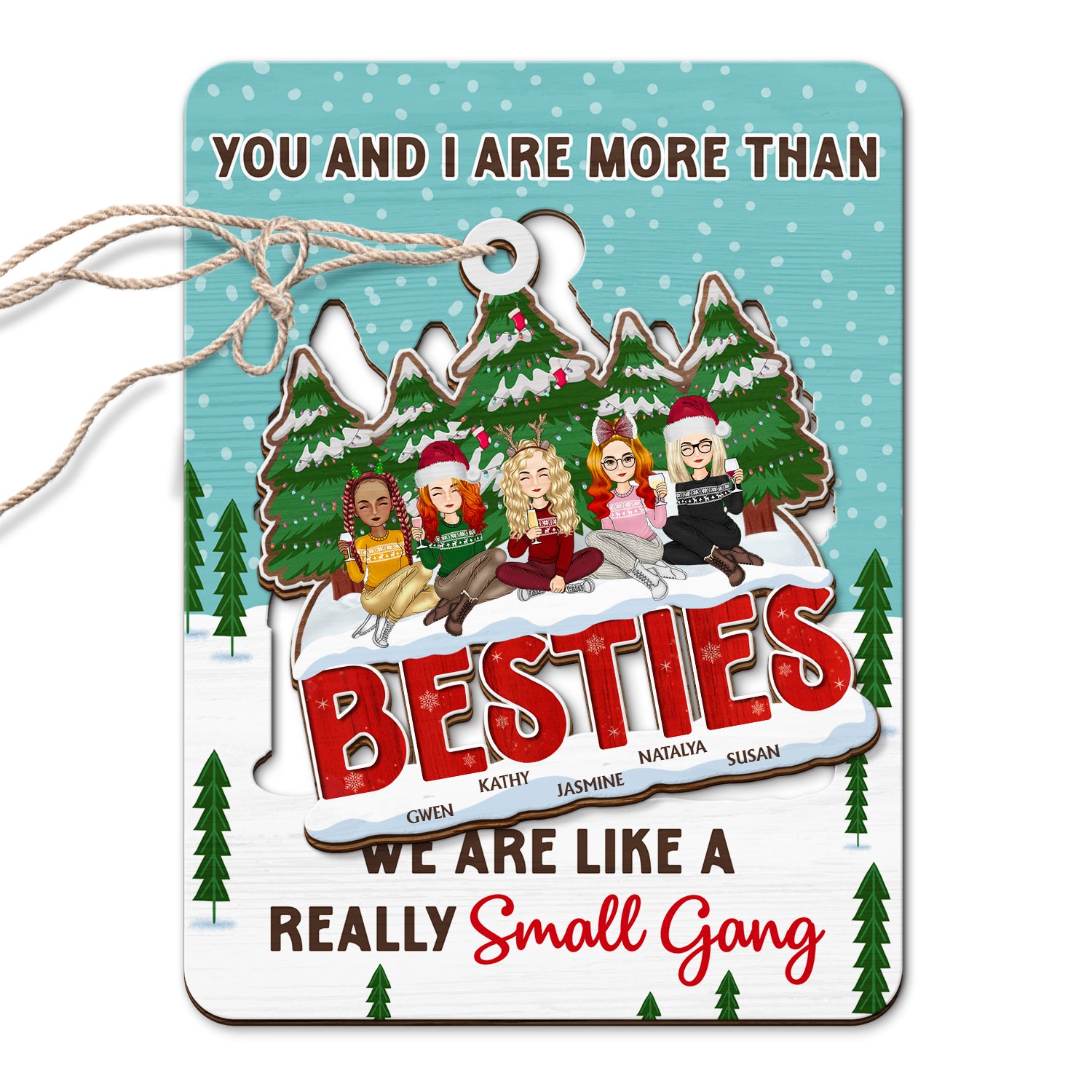 You And I Are More - Christmas - Gift For Siblings, Sisters, Brothers, Besties, Coworkers - Personalized Wooden Card With Pop Out Ornament