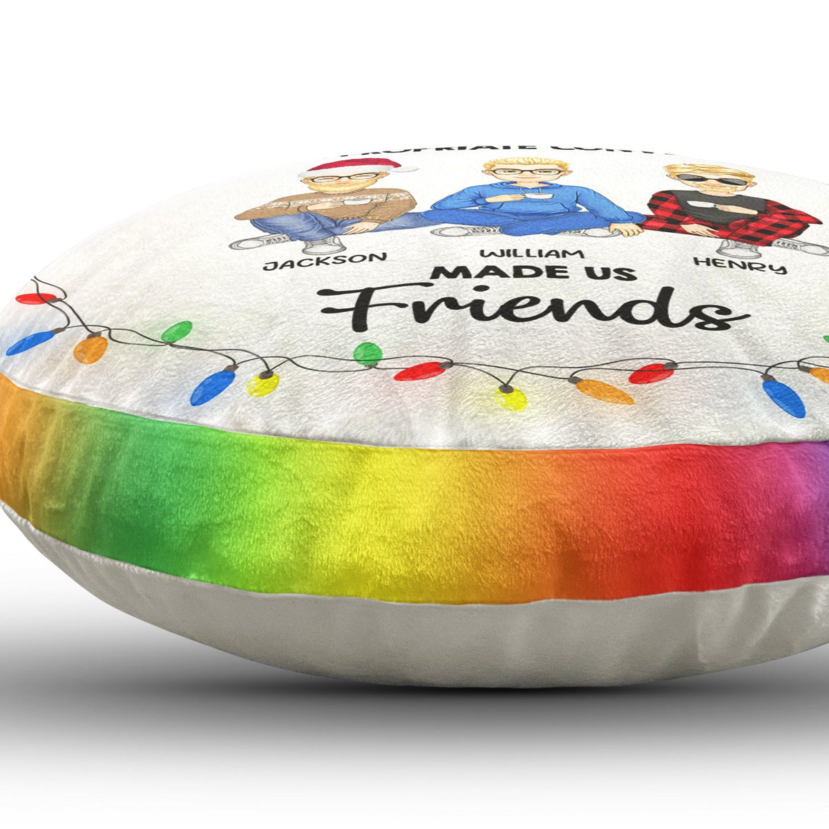 Le travail nous a fait devenir collègues - Cadeau de Noël pour collègues - Coussin rond personnalisé