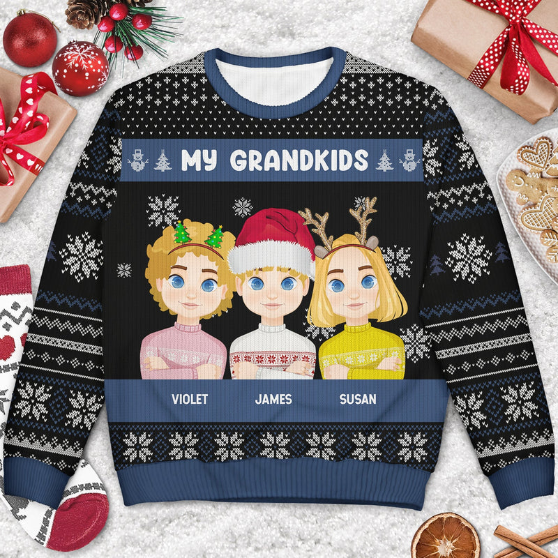 Christmas My Grandkids Our Grandkids - Gift For Grandparents - Personalized Unisex Ugly Sweater